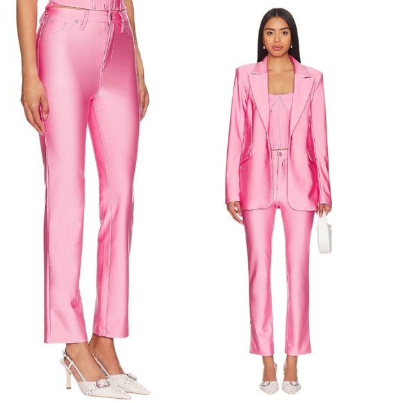 Good American Pants - Good American Compression Shine Sorority Pink Straight Pants 28 NWT High Rise